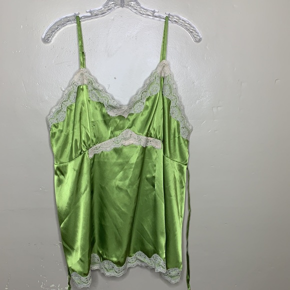 Announcements Maternity Tops - ANNOUNCEMENTS Maternity Cami Ethereal Silky Lace Spaghetti Strap Chartreuse